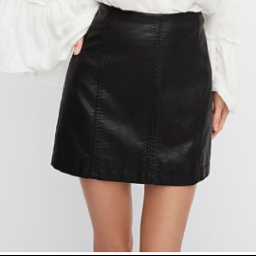Free People  'Modern Femme' Black Leather Skirt